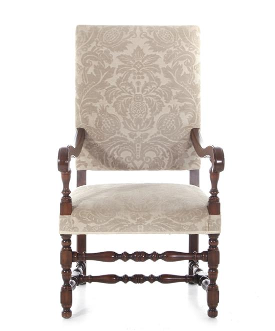 Appraisal: Charles II style mahogany and upholstered armchair BH SH W