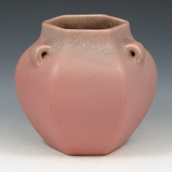 Appraisal: Rookwood Matte Green Pink Vase - Mint Rookwood hexagonal vase