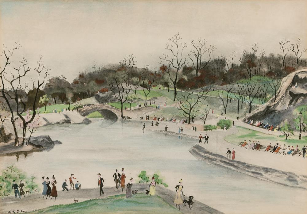 Appraisal: ADOLPH DEHN American - Central Park watercolor on paper signed