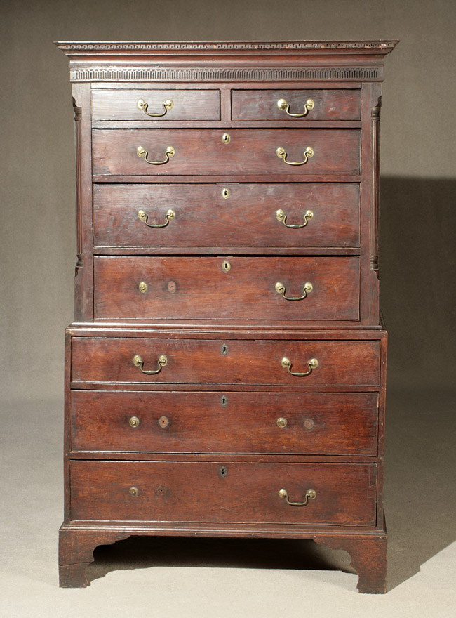 Appraisal: George III Oak Chest on Chest Circa - In two