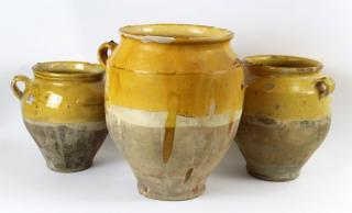 Appraisal: Grouping of French glazed terra cotta confit pots Grouping of