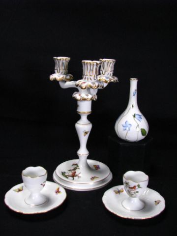 Appraisal: Group of Herend Hungarian porcelain including a three- branch candlestick