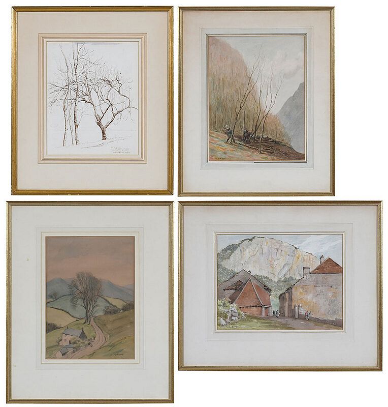 Appraisal: Martin Hardie British - Four watercolors Country Road signed lower