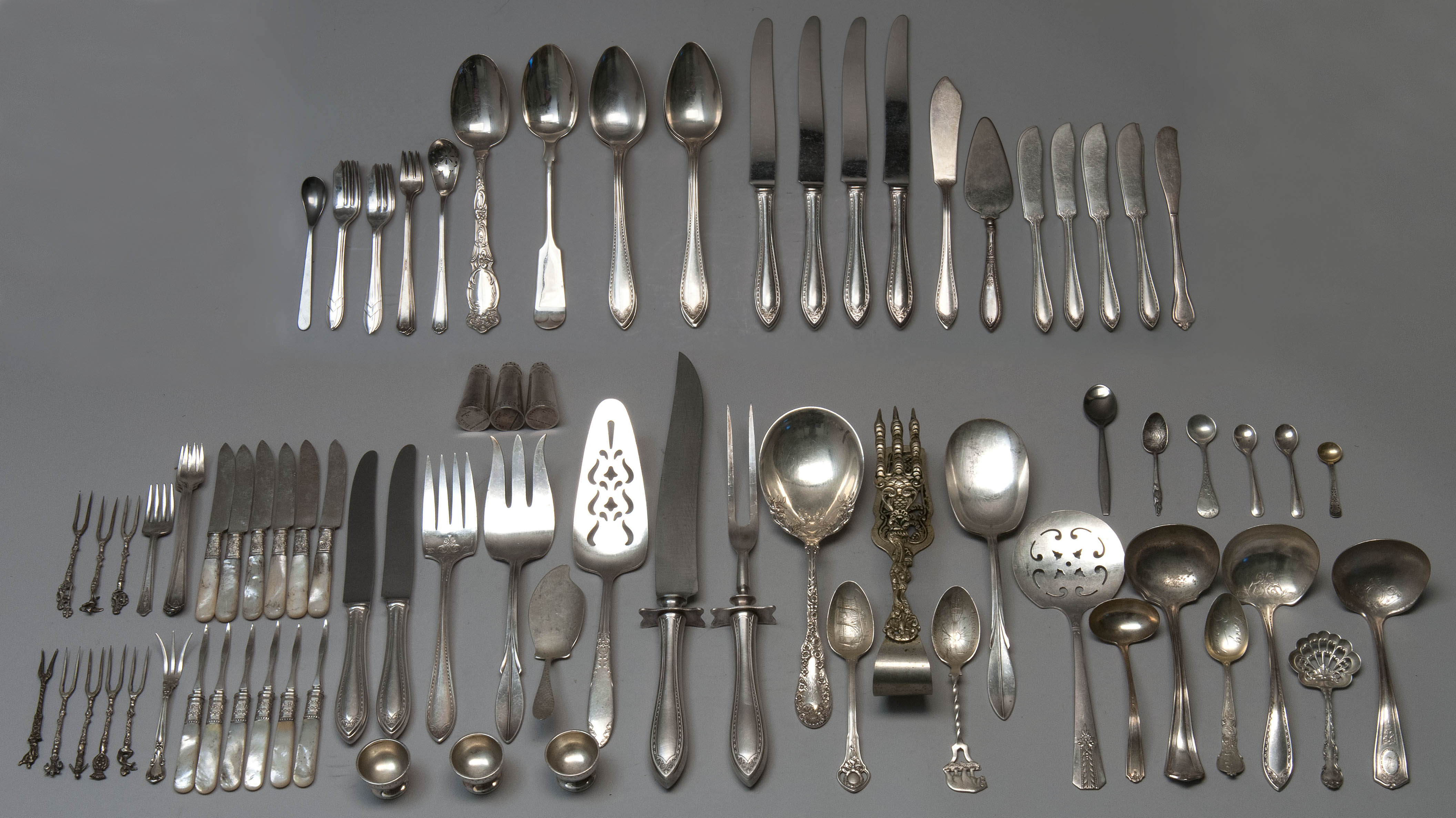 Appraisal: APPROXIMATELY NINETY-FIVE PIECES OF ASSORTED STERLING SILVER AND SILVER PLATED