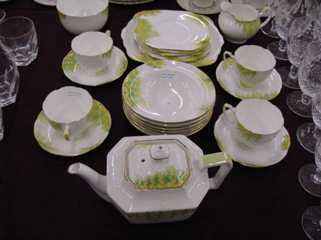 Appraisal: Pc English Crafton China Dessert Tea Set yellow green floral