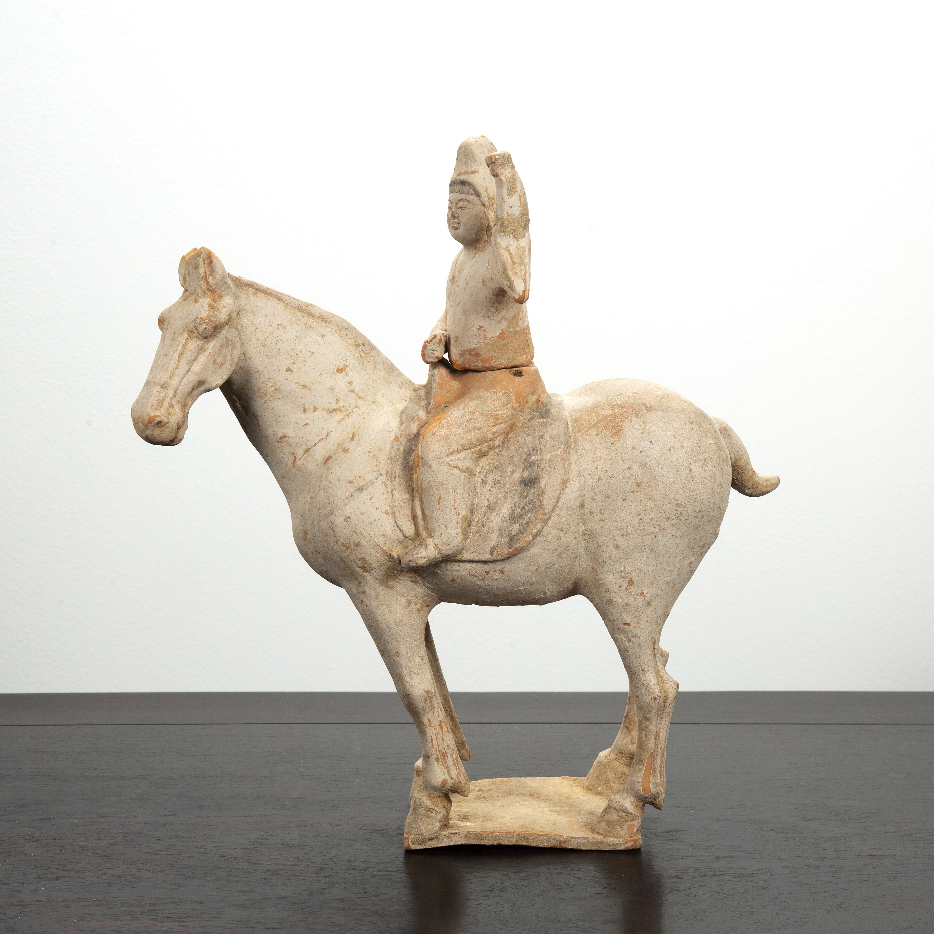 Appraisal: Painted pottery horse and riderChinese Tang dynasty TL Tested depicted