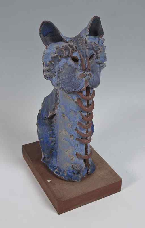 Appraisal: NOSTI Harold American th C Blue Cat Glazed and Fired