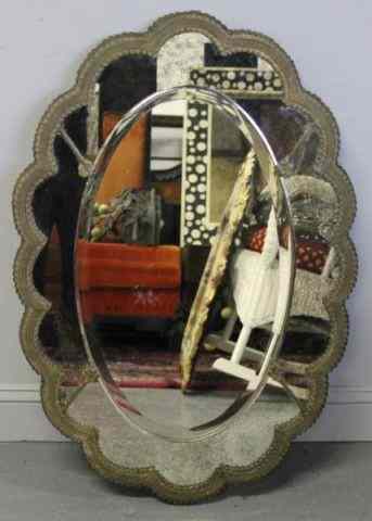 Appraisal: Venetian Style Mirror with Cast Border and Trim From a