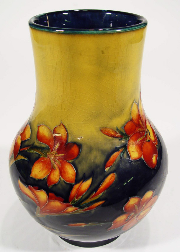 Appraisal: Large Moorcroft pottery vase hand painted and tubelined with fresia