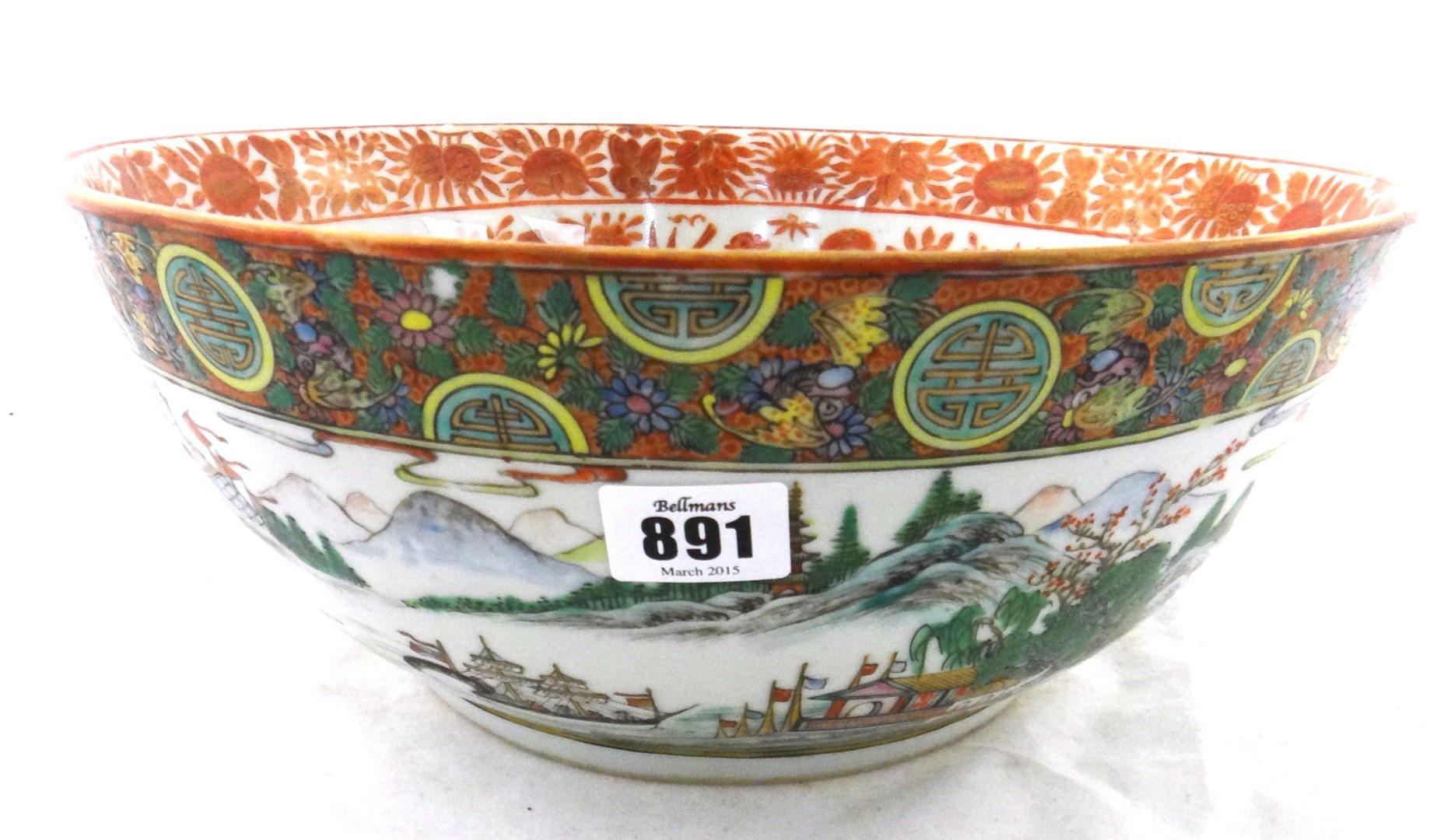 Appraisal: A Chinese famille-rose bowl late th century painted on the