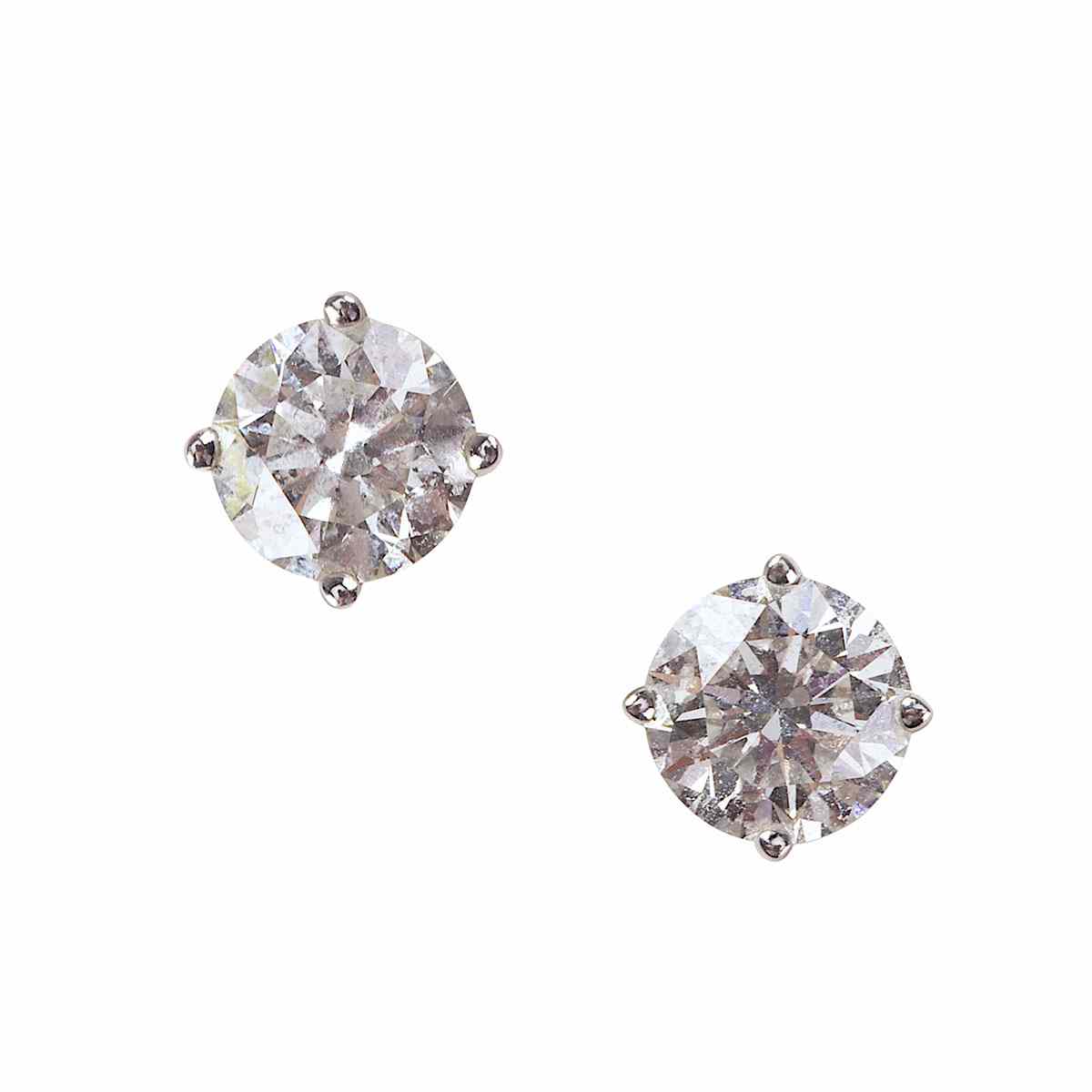 Appraisal: Pair Of k White Gold Stud Earrings each set with