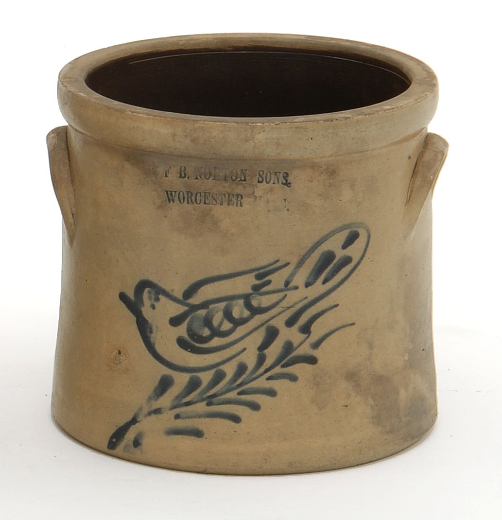 Appraisal: ONE-GALLON STONEWARE CROCK American th CenturyWith cobalt bird and branch