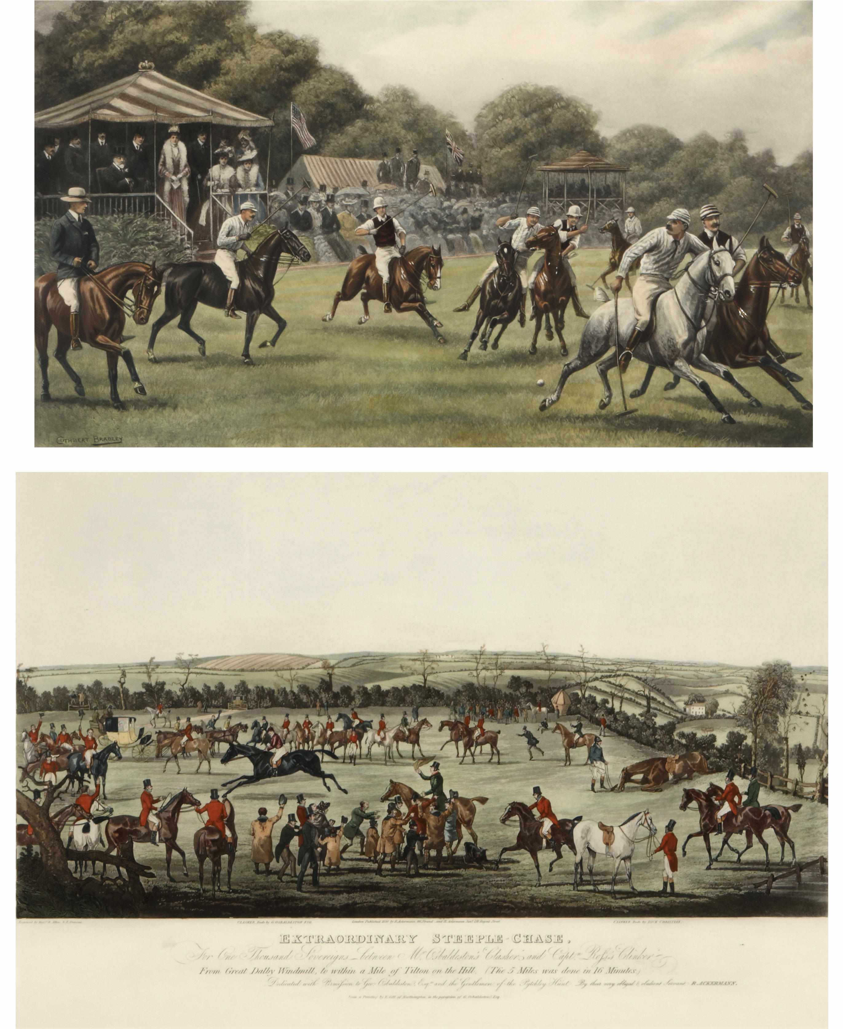 Appraisal: A large pair of framed equestrian prints framed dimensions of