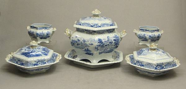 Appraisal: A Staffordshire blue and white transfer printed dinner service in