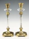 Appraisal: PR CRYSTAL CANDLESTICKS - French Desk Candlesticks mid th c