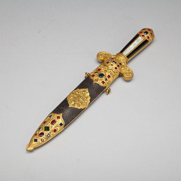 Appraisal: Spanish Renaissance Style Gilt Metal Dagger mid th century with