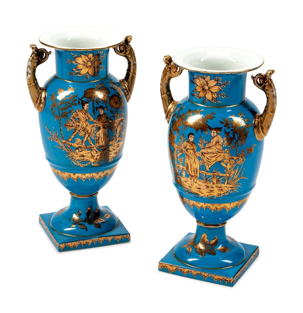 Appraisal: A Pair of Paris Porcelain Chinoiserie-Decorated Two-Handled Vases A Pair