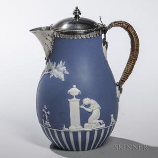 Appraisal: Wedgwood Blue Jasper Dip Jug England late th century silver