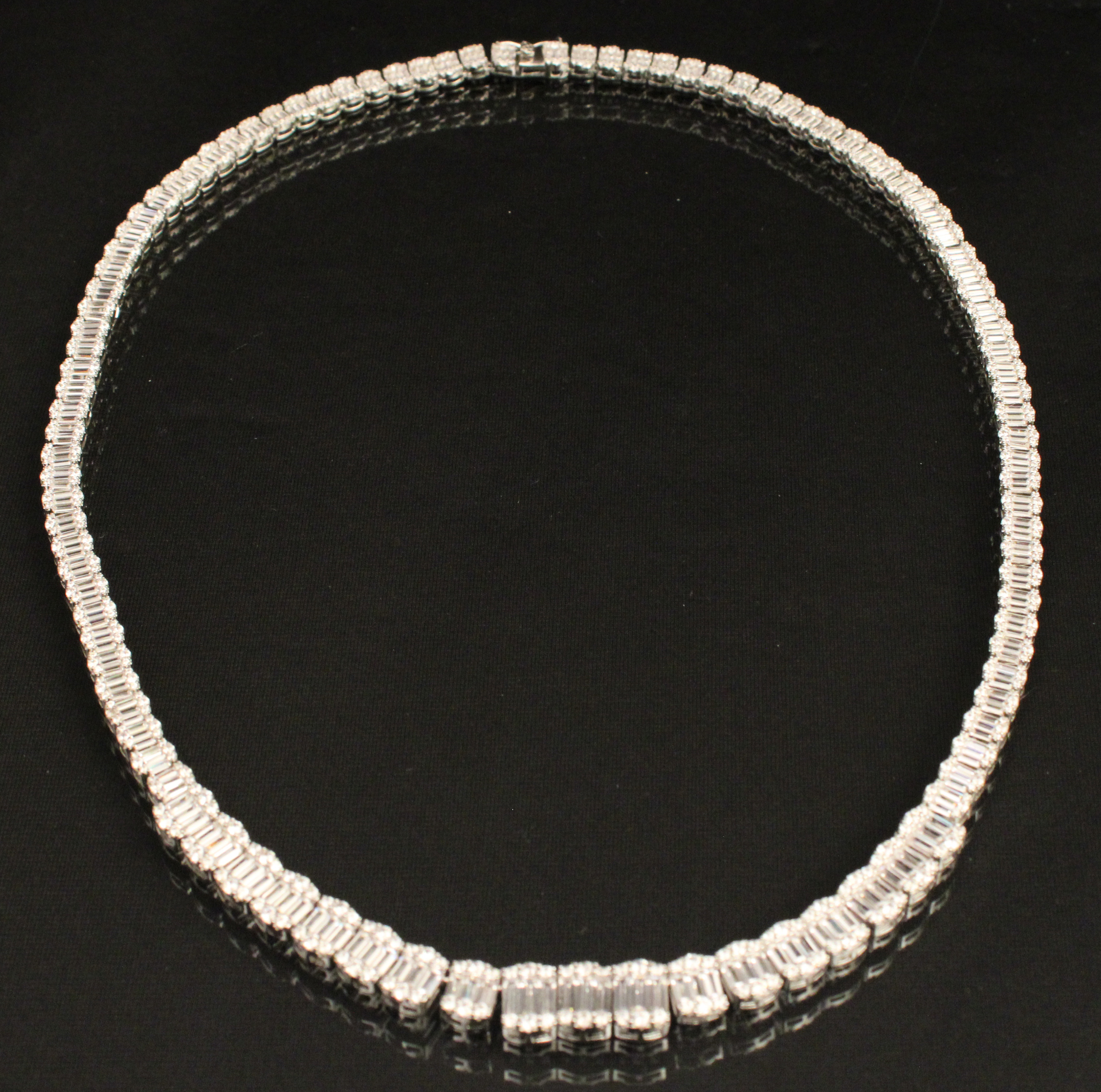 Appraisal: STERLING SILVER AND FAUX DIAMOND NECKLACE sterling silver and channel