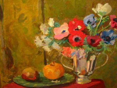 Appraisal: PHILIP NAVIASKY - Still Life with Flowers in a Silver