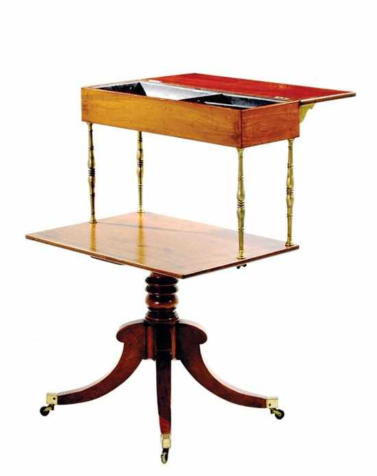 Appraisal: Regency campaign mahogany paymaster's desk first half th century rectangular