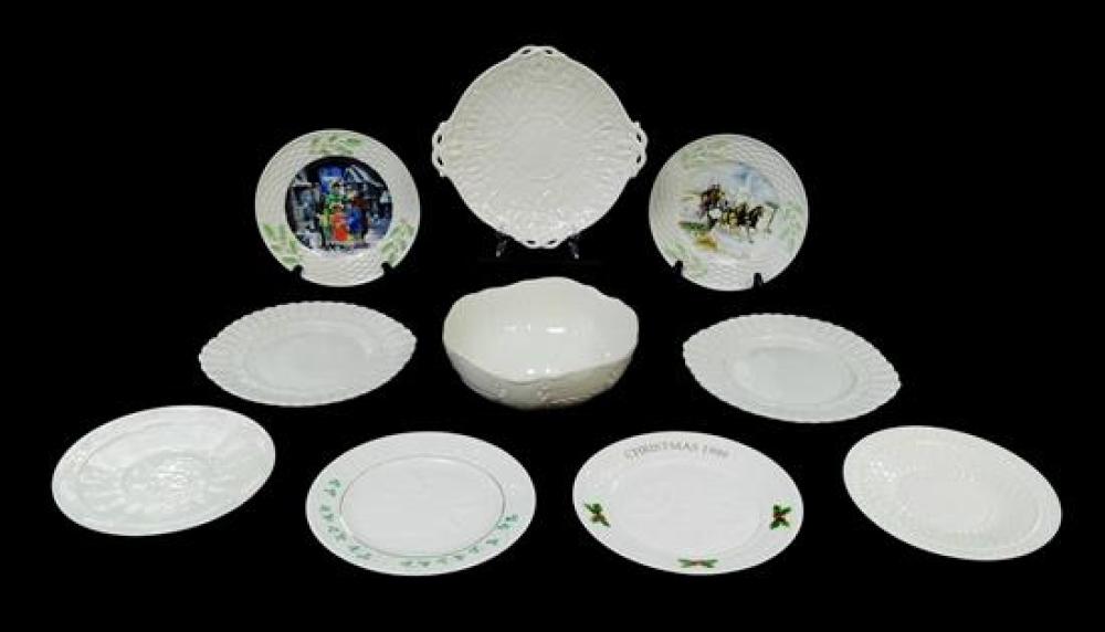 Appraisal: Irish Belleek nine plates and one bowl some with green