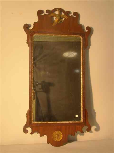 Appraisal: CHIPPENDALE MAHOGANY MIRROR WITH PHOENIX h w in Provenance Judge