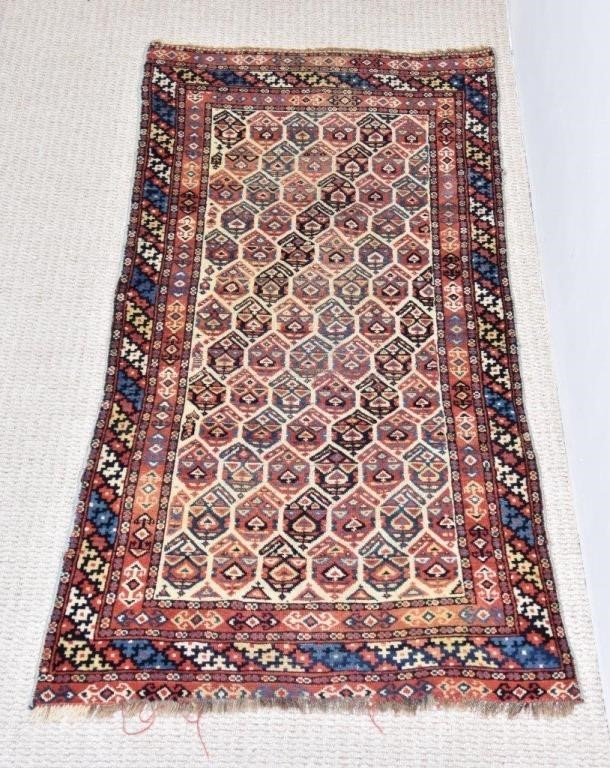 Appraisal: Colorful antique Caucasian hall runner with geometric pattern '- x