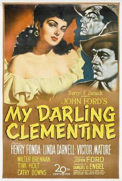 Appraisal: My Darling Clementine th Century Fox one-sheet condition A- linen-backed