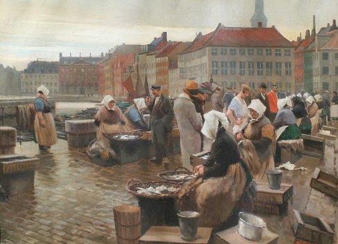 Appraisal: BJULF Soren Christian Danish - ''Copenhagen Fishmarket'' Oil Canvas ''