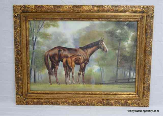 Appraisal: Large Beautiful Mare w Foal in Pature PrintThis is a