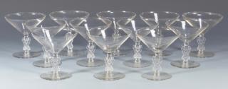 Appraisal: Lalique Art Deco Goblets Rene Lalique Art Deco champagne glasses