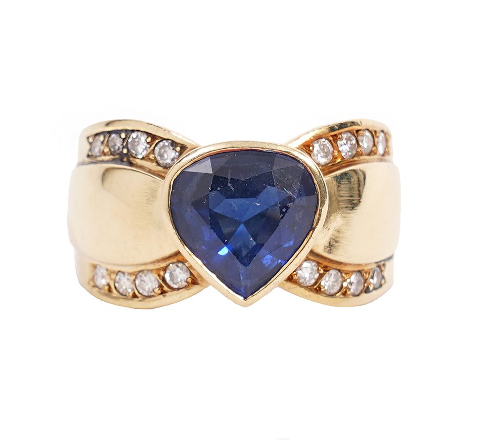 Appraisal: K YG Diamond Sapphire Band Style Ring K yellow gold