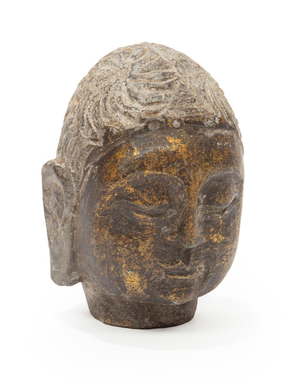 Appraisal: Asian Bronze Head of Buddha h in Provenance Estate of