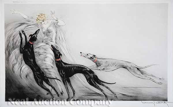 Appraisal: Louis Icart French - Coursing II etching and aquatint on