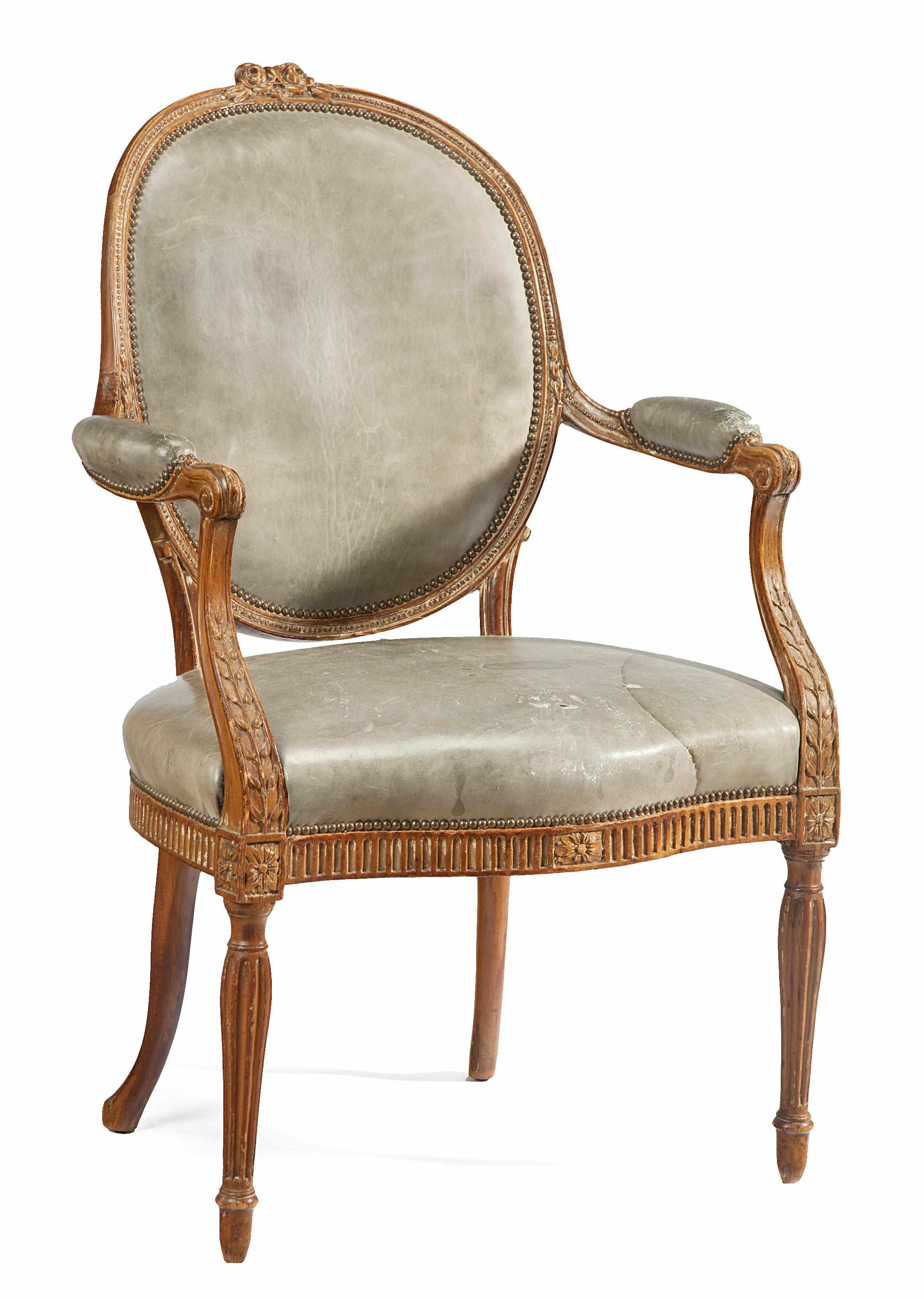 Appraisal: A George III carved beechwood armchair in the manner of