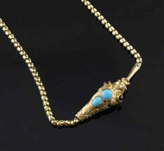 Appraisal: A Victorian gold turquoise and ruby set choker necklace with