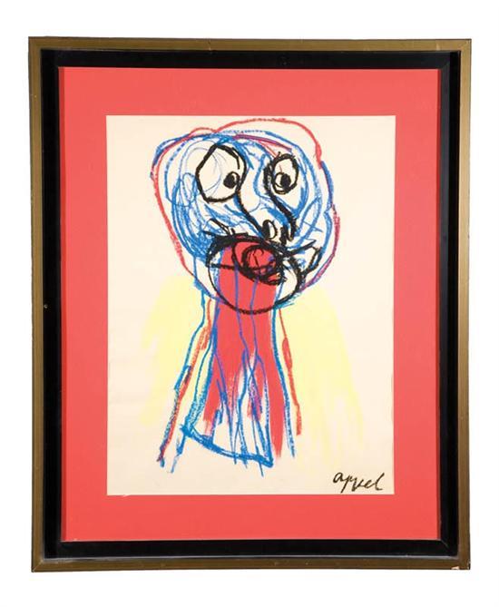 Appraisal: MODERN PORTRAIT BY KAREL APPEL B HOLLAND - Pastel and