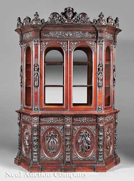 Appraisal: A Very Fine American Renaissance Carved Oak Cabinet mid- th