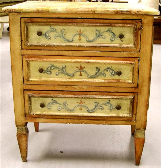 Appraisal: French style faux finish three drawer painted chest with peach