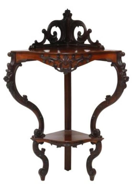 Appraisal: French Louis XV style mahogany corner etagere early th c