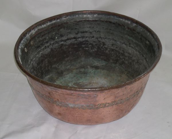 Appraisal: Large Provincial Circular Dentillated Pieced Copper Cooking Cauldron first quarter