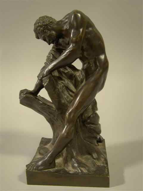 Appraisal: FRENCH BRONZE FIGURE 'MILO OF CRETON' after Edme Dumont -