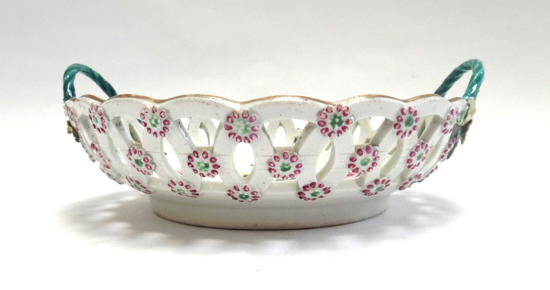 Appraisal: A Worcester porcelain two handled basket circa painted with flowers