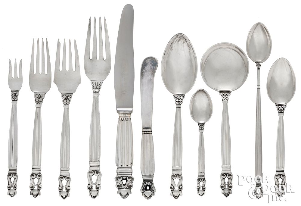 Appraisal: Georg Jensen sterling silver acorn flatware Georg Jensen sterling silver