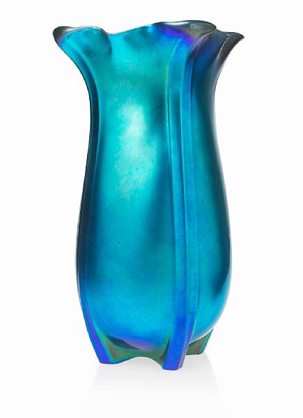 Appraisal: A Steuben blue Aurene glass grotesque vase - unsigned height