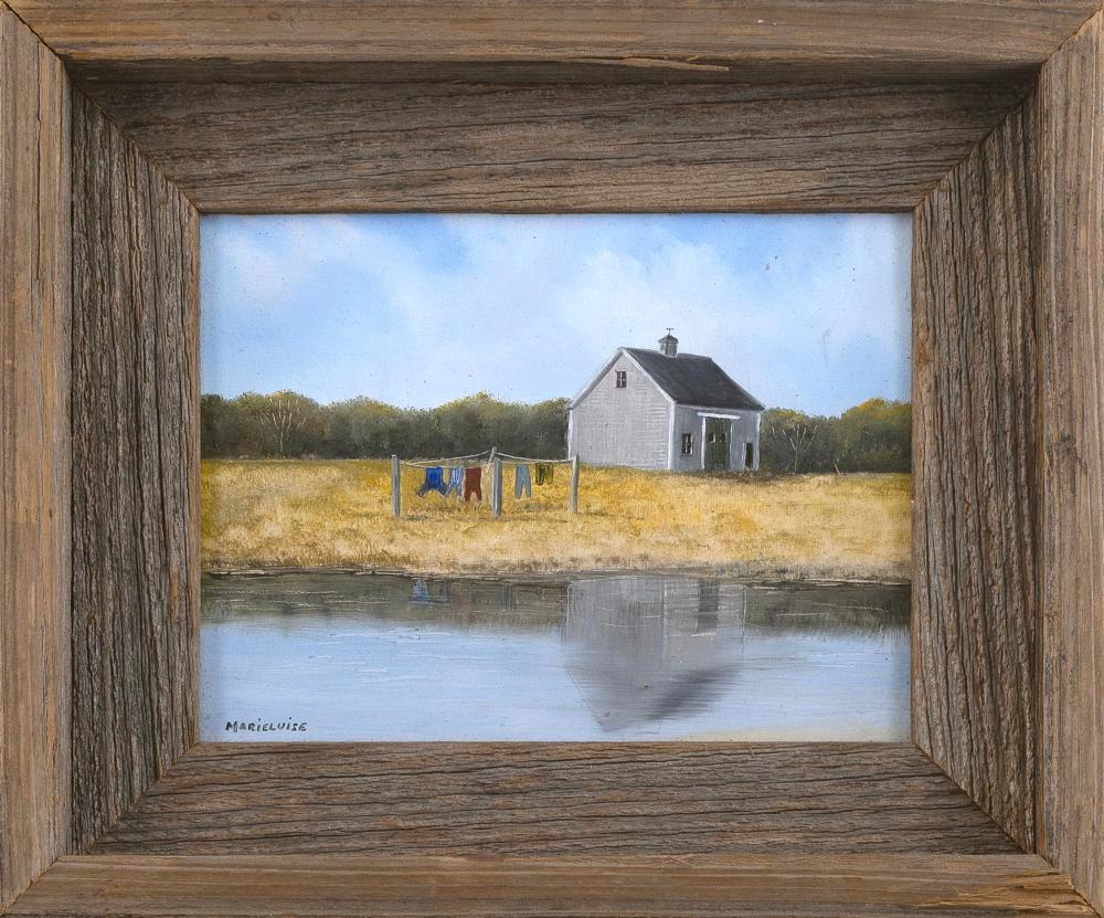 Appraisal: MARIELUISE HUTCHINSON Massachusetts b Barn by the water's edge Signed