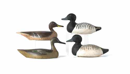 Appraisal: Pair of pintail duck decoys mid th c together with