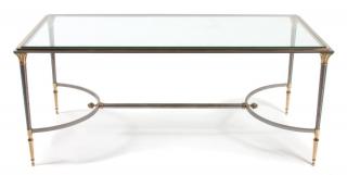 Appraisal: A Metal and Glass Coffee Table Height x width x