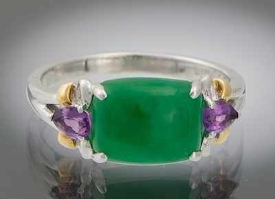 Appraisal: A Ladies' Jadeite and Amethyst Ring k white gold ring